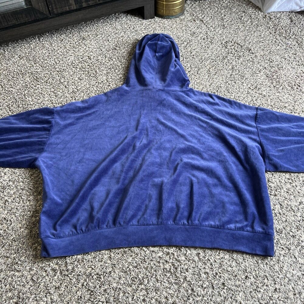 Juicy Couture Velour Sweatshirt Hoodie Blue Y2K Track Jacket Logo Size L - Picture 3 of 5